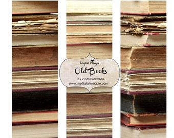 signet imprimable feuille de collage numérique téléchargement instantané lecteur livre amant cadeau vieux livres signets de bricolage 6 x 2 pouces