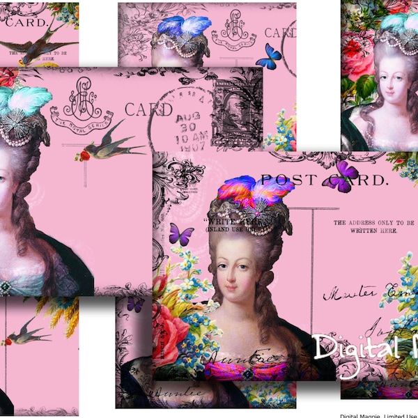Marie Antoinette Finely Drawn Collage Sheet | Alpha Stamps