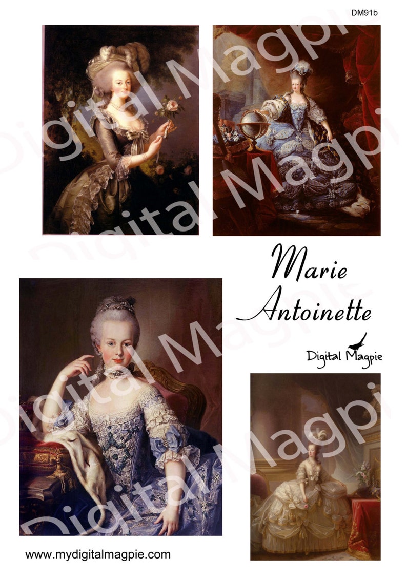 Marie Antoinette Printable Digital Collage Sheet Instant - Etsy