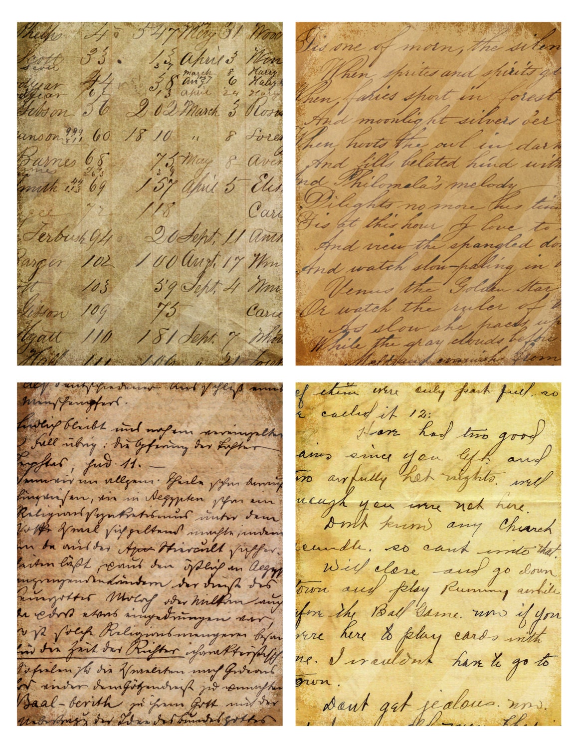 Vintage Script Digital Paper Pack Printable Scrapbook Old Paper ...