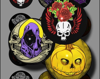 Printable Halloween digital collage sheet 2 inch circles