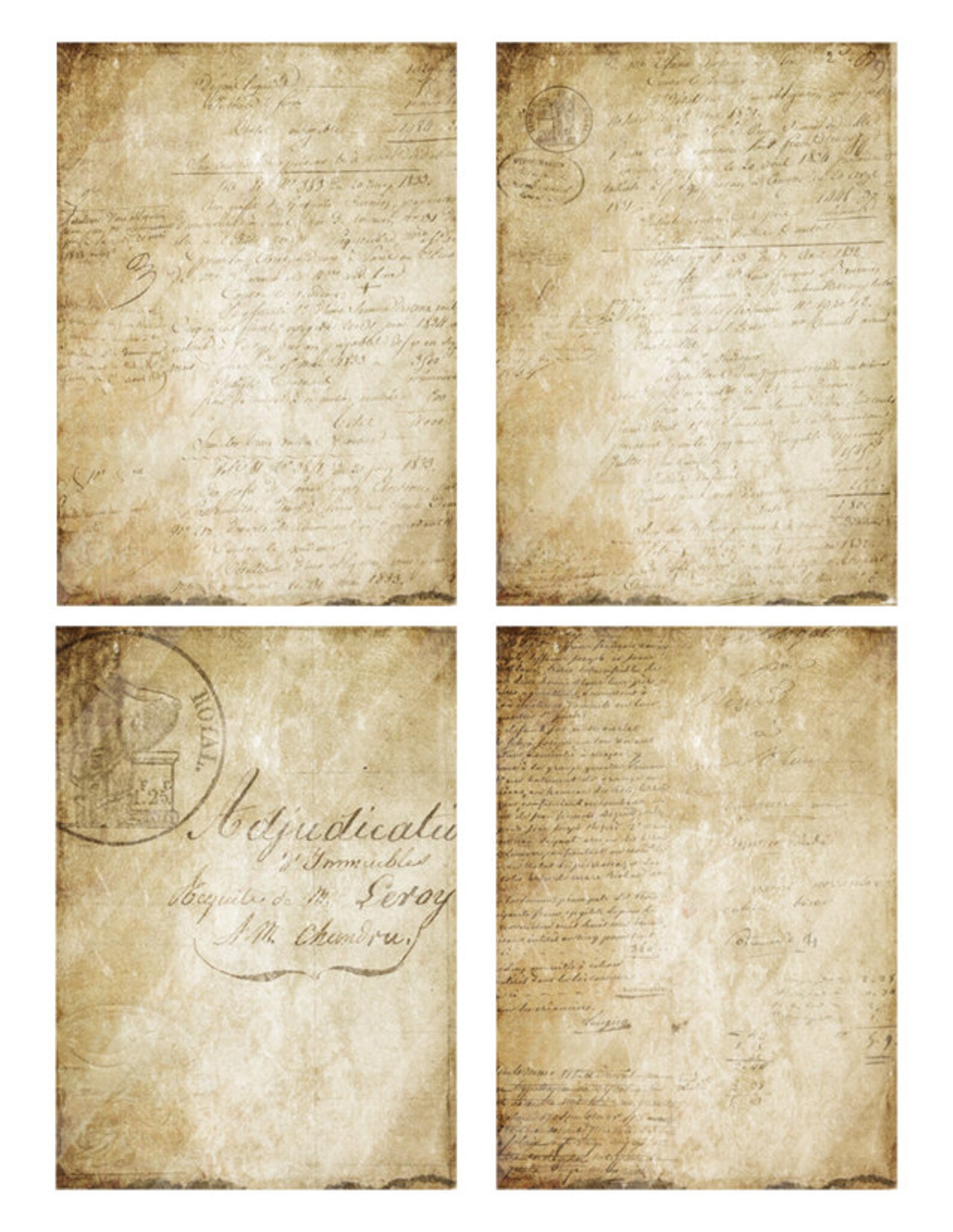Antique French Script Digital Paper Pack Printable Scrapbook Old Paper ...