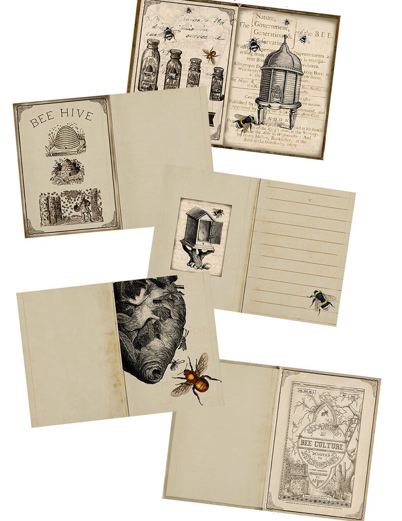 Bees DIY Printable Journal Pages Digital Paper Pack Vintage - Etsy UK