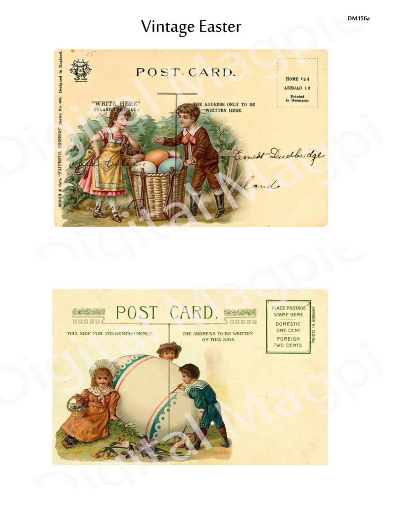vintage easter postcards digital collage sheet printable download 6 x 4 inch craft scrapbook paper