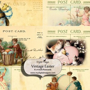 vintage easter postcards digital collage sheet printable download 6 x 4 inch craft scrapbook paper