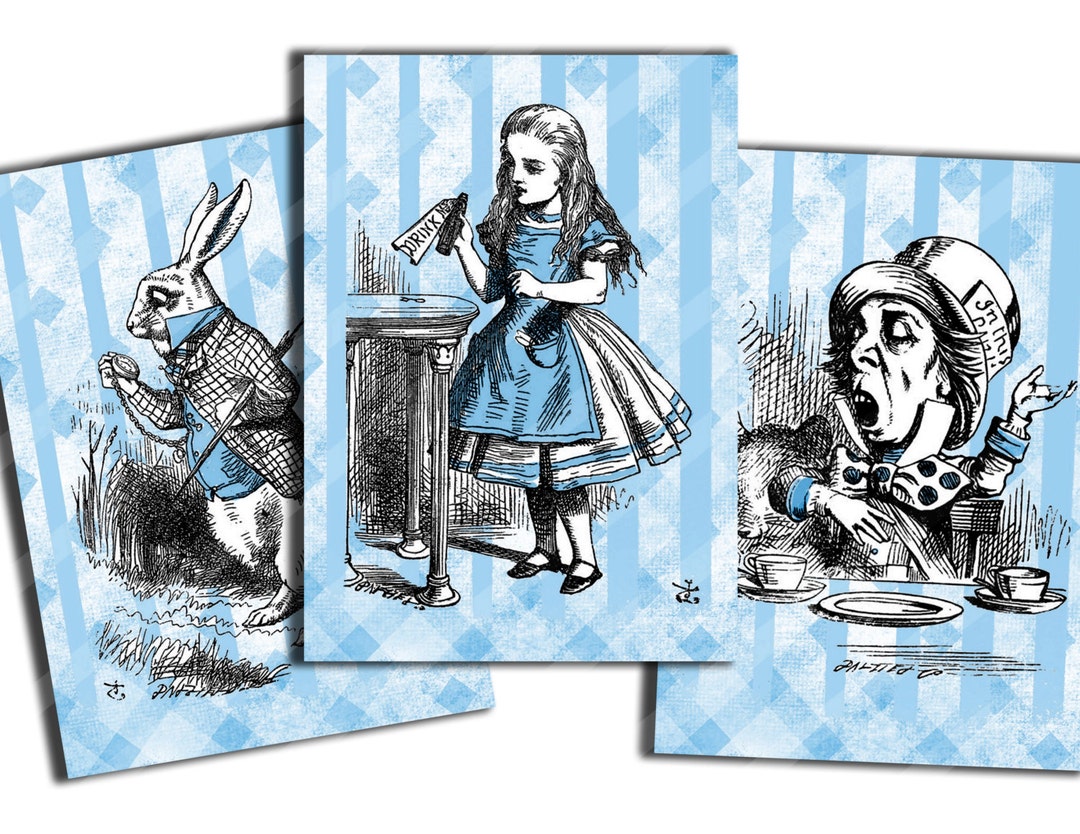 Alice in Wonderland Blue Printable Tags ATC Digital Download Gift Tags ...