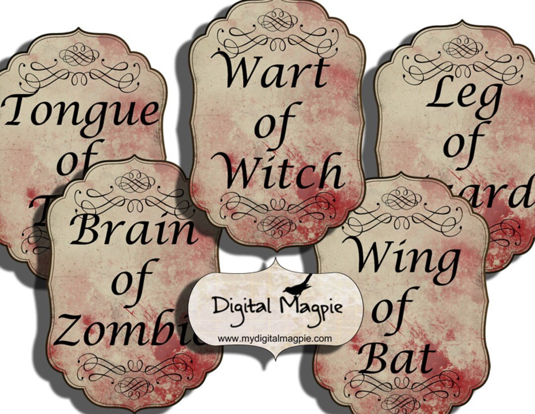 Digital Collage Sheet Halloween Potion Labels Apothecary Witch Antique ...