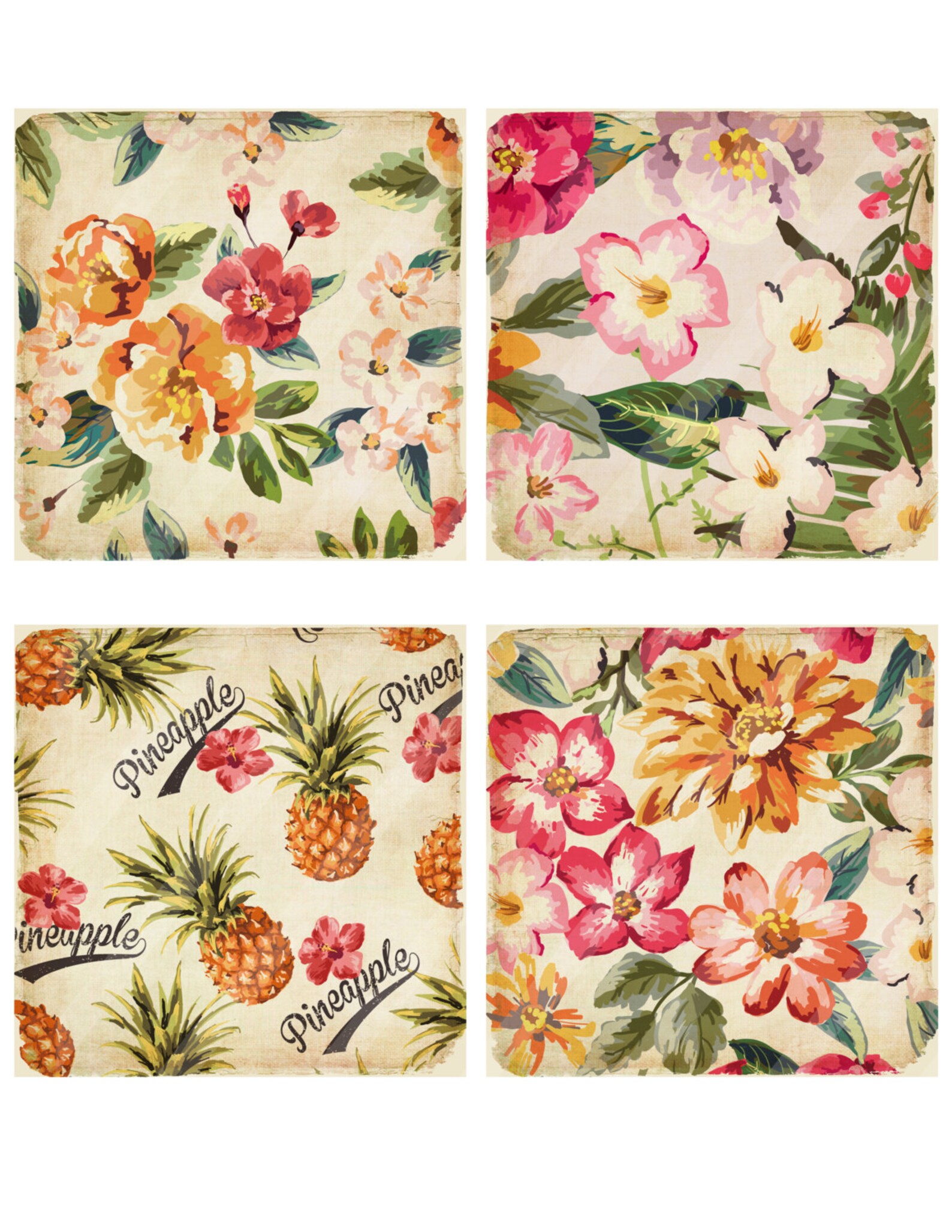 Tropical Flowers Digital Scrapbook Paper Vintage Retro Floral - Etsy UK