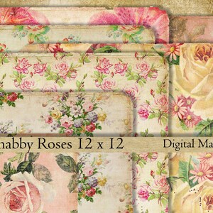 Digital Paper Pack Scrapbook Paper Shabby Roses Vintage Textured Aged ...