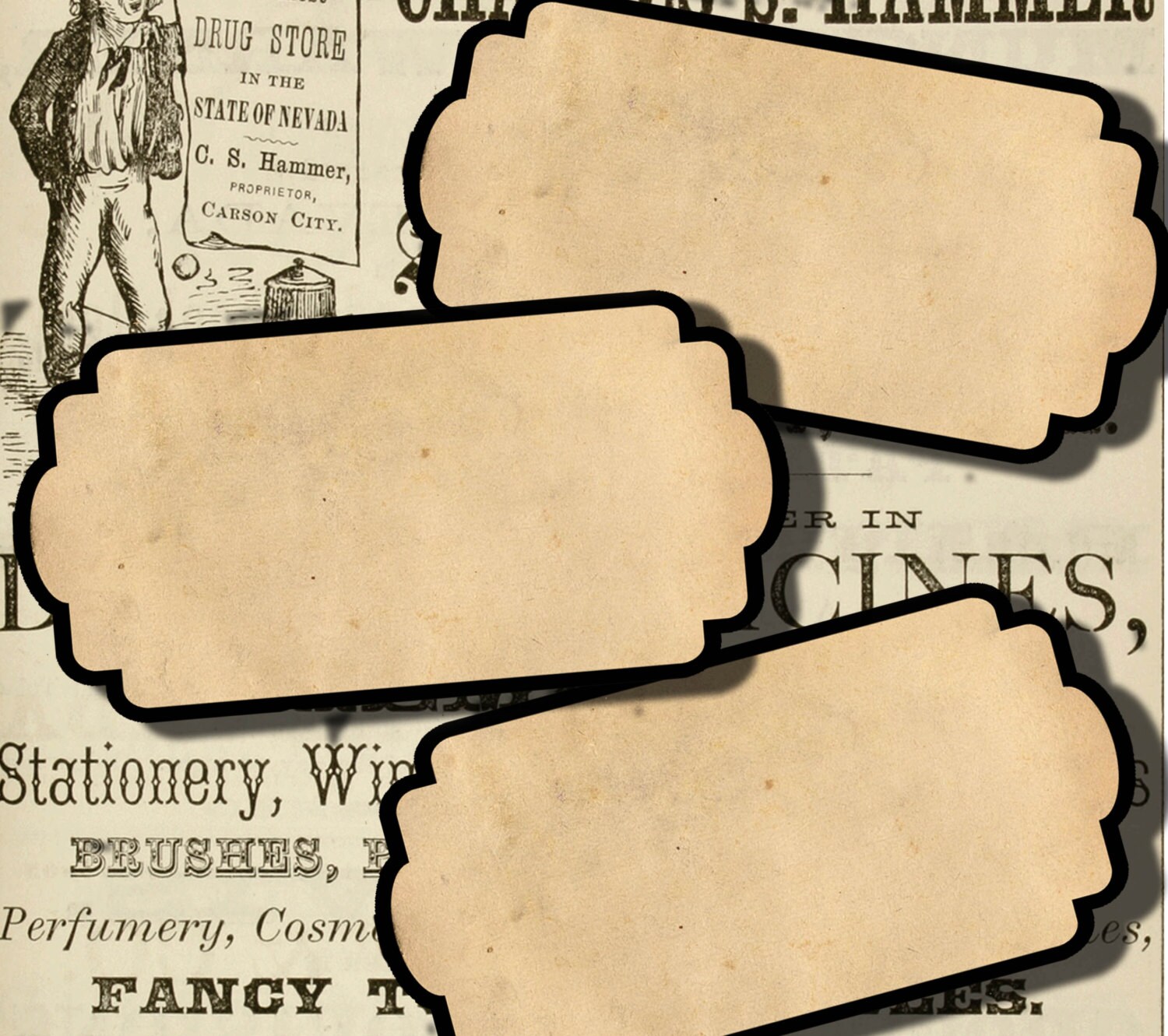 Digital Collage Sheet Blank Apothecary Labels Large Antique Shabby Grunge Vintage Labels Printable For Jars Bottles Scrapbook Ephemera