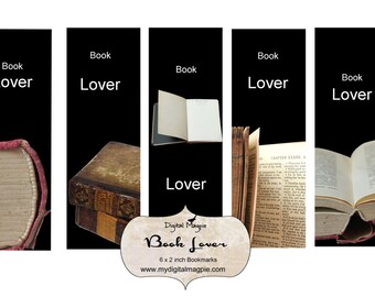 signet imprimable téléchargement instantané collage numérique feuille livre cadeau avec des images de livres et book Lover citation