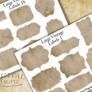 Blank Vintage labels large plain digital collage sheet printable journal ephemera apothecary antique shabby grunge jars bottles scrapbook