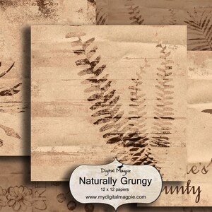 digital paper pack scrapbook paper 12 x 12 digital collage sheet printable nature image grungy instant download
