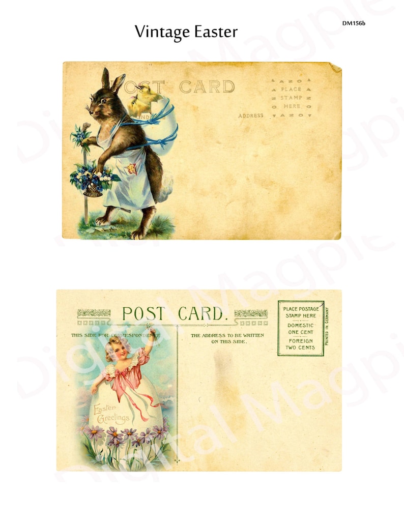 vintage easter postcards digital collage sheet printable download 6 x 4 inch craft scrapbook paper