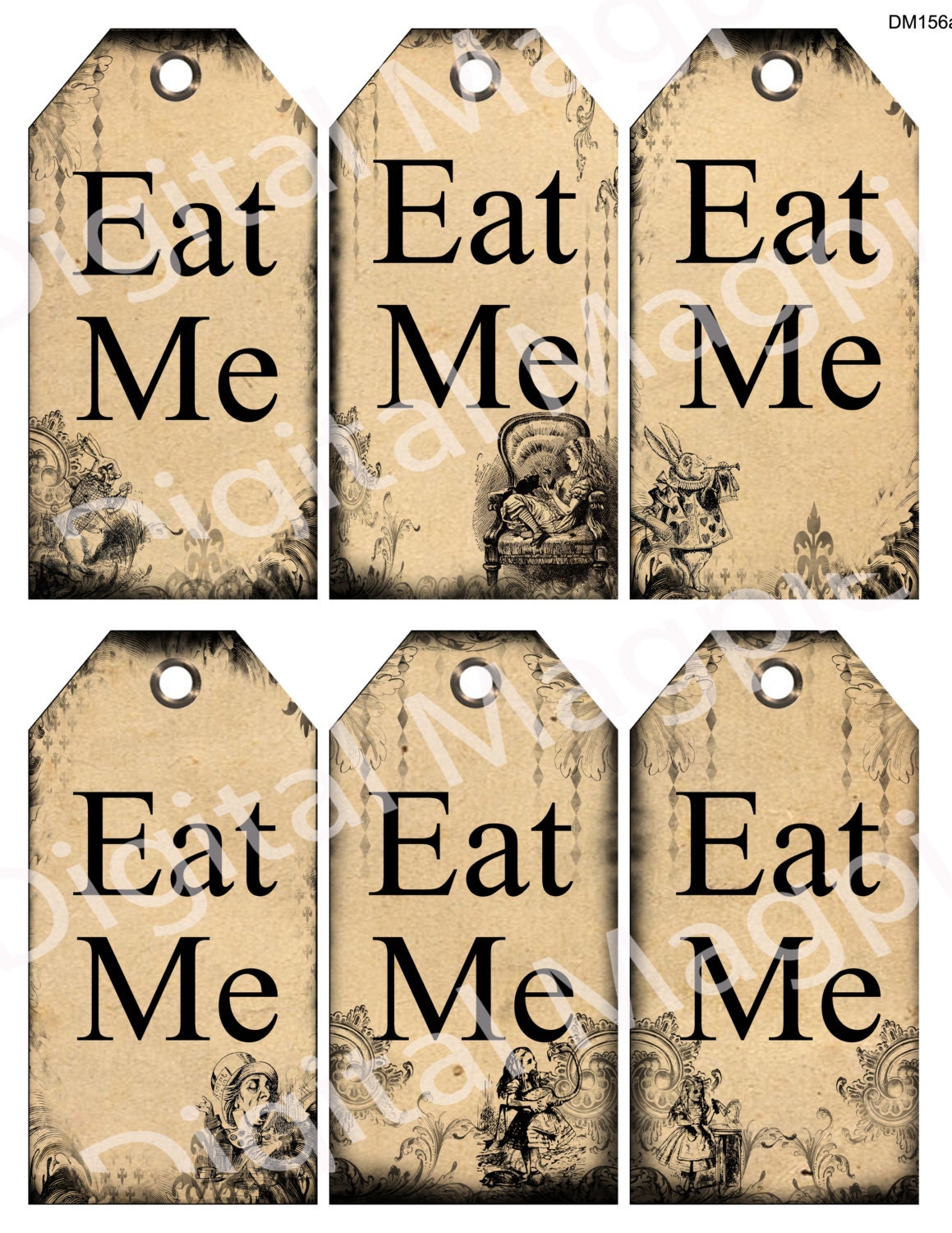 Alice in Wonderland Printable Tags Digital Download Eat Me Etsy