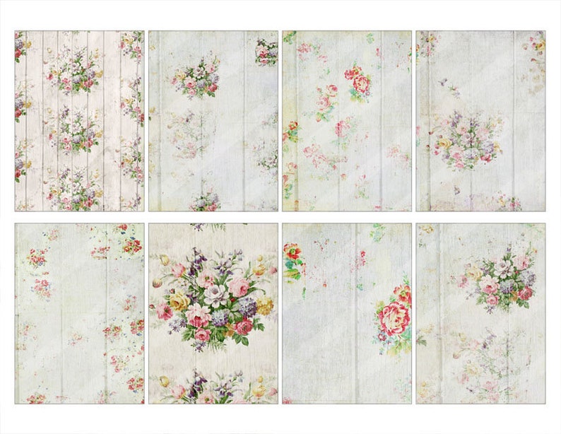 Shabby white digital paper pack scrapbook paper wood roses | Etsy