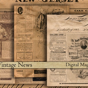 Victorian vintage News Paper digital paper pack old newspaper printable scrapbook grunge aged background instant download art craft 8.5 x 11