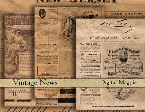 Victorian Vintage News Paper Digital Paper Pack Old Newspaper Etsy