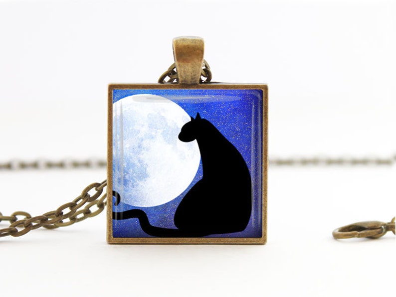Halloween 1 inch squares Black Cats and moon digital collage sheet printable for instant download pendant images