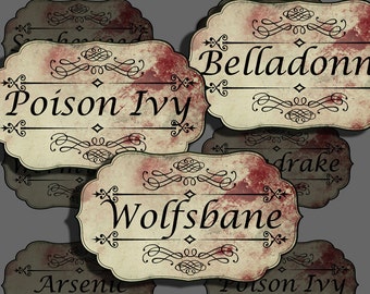 digital collage sheet blank apothecary labels antique shabby