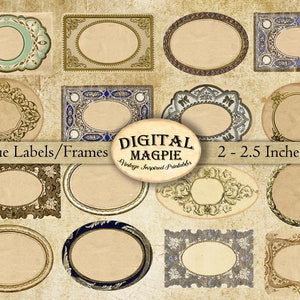 Blank Antique labels large digital collage sheet printable journal tag ephemera apothecary vintage ornate frames shabby jars scrapbook gift