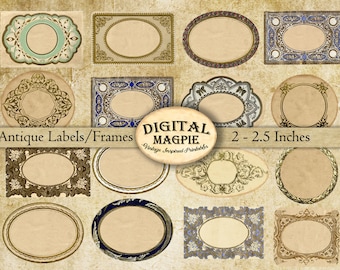 Blank Antique labels large digital collage sheet printable journal tag ephemera apothecary vintage ornate frames shabby jars scrapbook gift