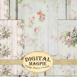 armoedige witte digitale papier pak scrapbook papier hout rozen vintage getextureerd leeftijd 8,5 x 11 digitale vel afdrukbare bloemen instant download