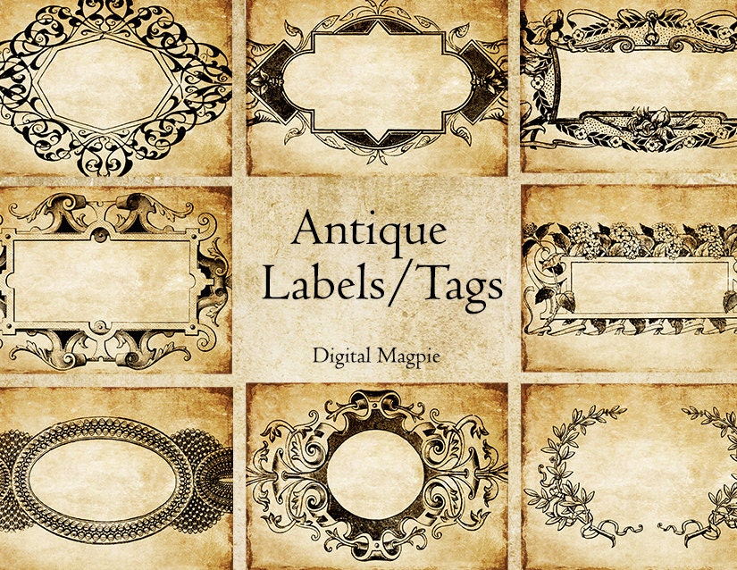 Antique Labels Printable Digital Download Collage Sheet 2.5 X 3.5