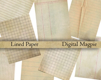 lined digital paper pack printable vintage journal or scrapbook 8.5 x 11 inch grungy paper instant download school paper crumpled shabby