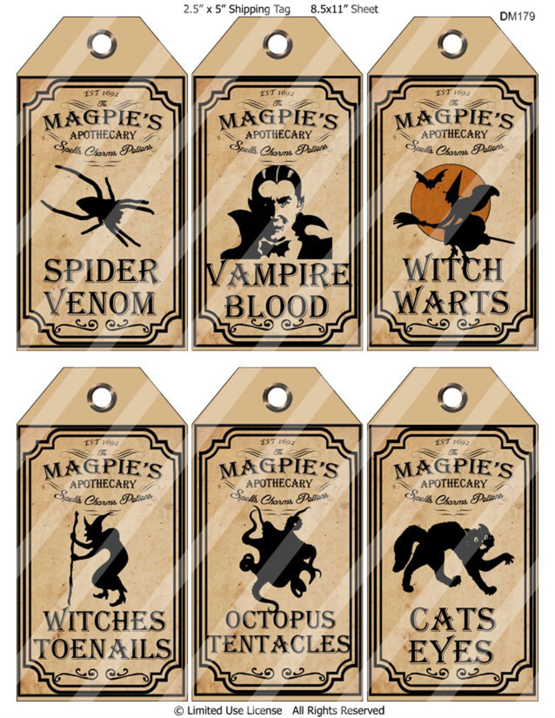 Digital Apothecary Labels Hang Tags Halloween Printable Download ...