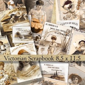 Victorian Scrapbook sepia digital scrapbook paper 8.5 x 11 printable antique ephemera for instant download decoupage, altered art, journal