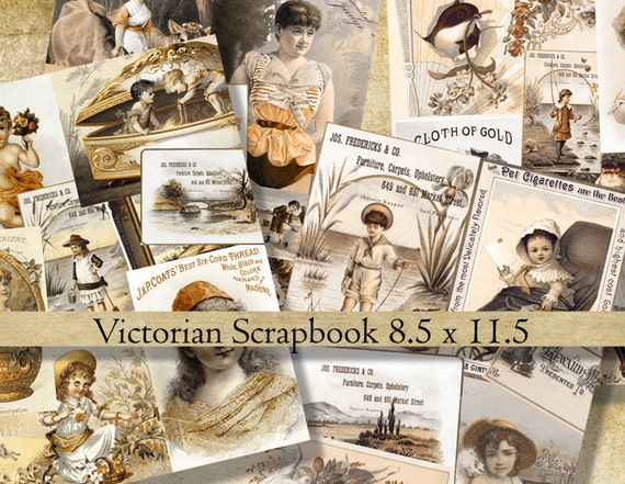 Victorian Scrapbook Sepia Digital Scrapbook Paper 8.5 X 11 Printable  Antique Ephemera for Instant Download Decoupage, Altered Art, Journal 