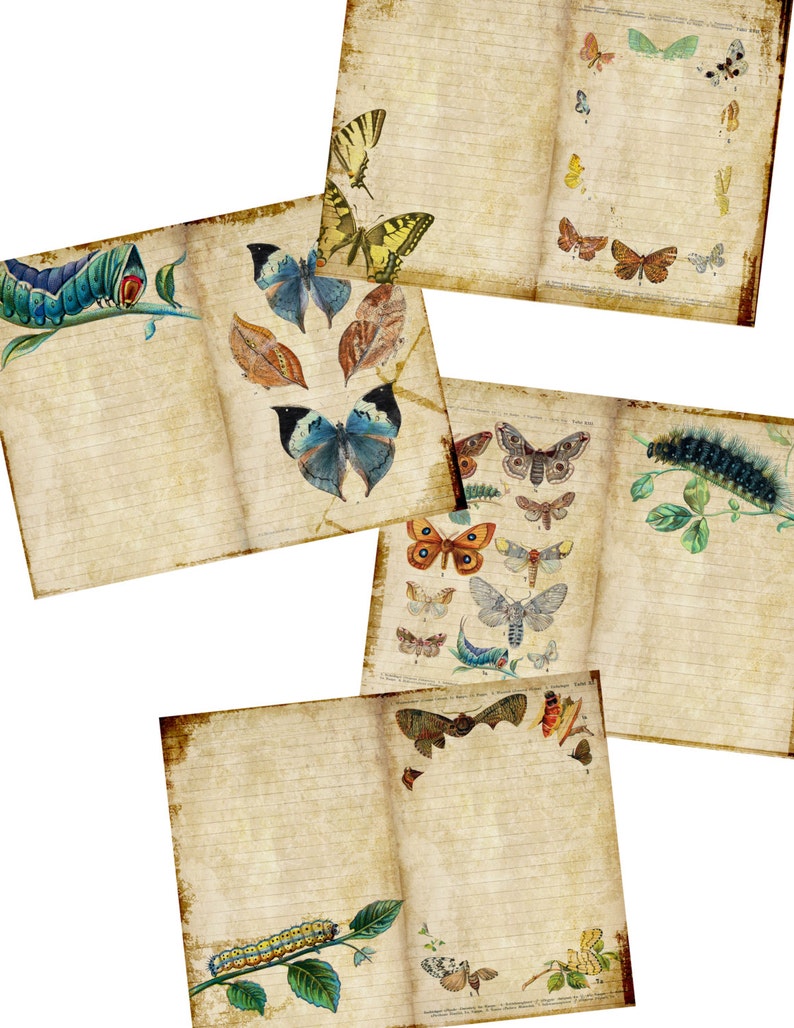 Butterflies DIY Printable Journal Pages Digital Paper Pack - Etsy