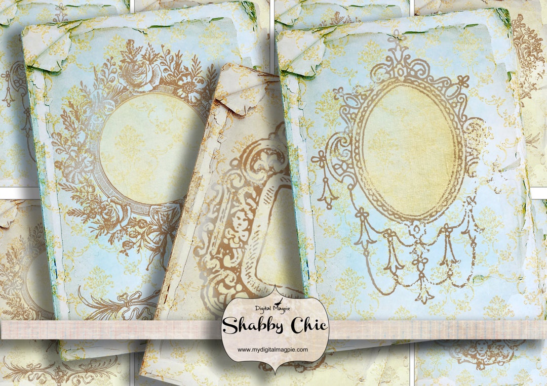 Shabby Chic Digital Printable Collage Sheet Tags Atc Background Instant ...