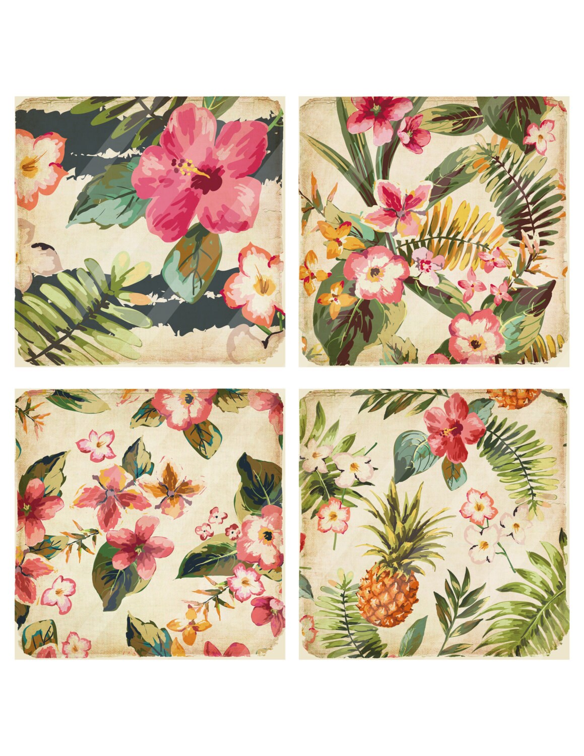 Tropical Flowers Digital Scrapbook Paper Vintage Retro Floral - Etsy UK