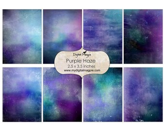 digital background paper atc textured shabby scrapbook 2.5 x 3.5 printable collage sheet purple aqua green instant download