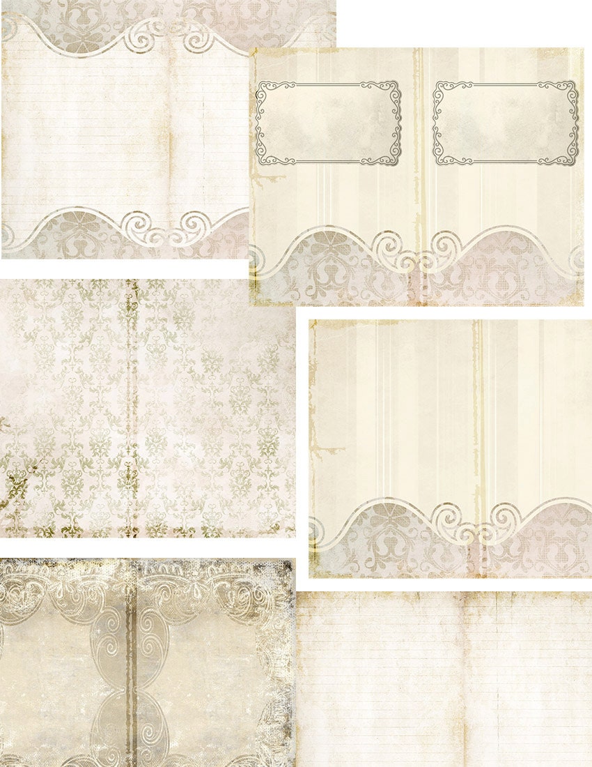 White printable diy journal pages digital paper pack shabby | Etsy