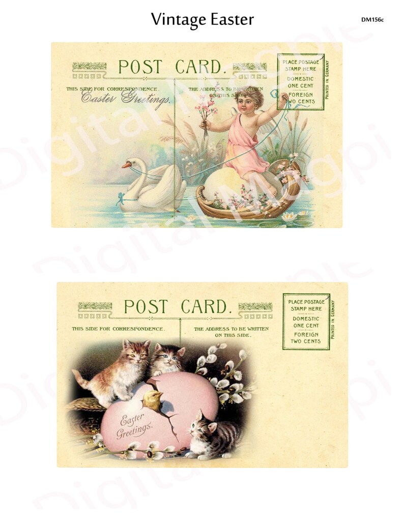 vintage easter postcards digital collage sheet printable download 6 x 4 inch craft scrapbook paper