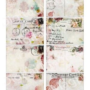 Digital Collage Sheet Printable Postcards ATC 2.5 X 3.5 Inch Craft or ...