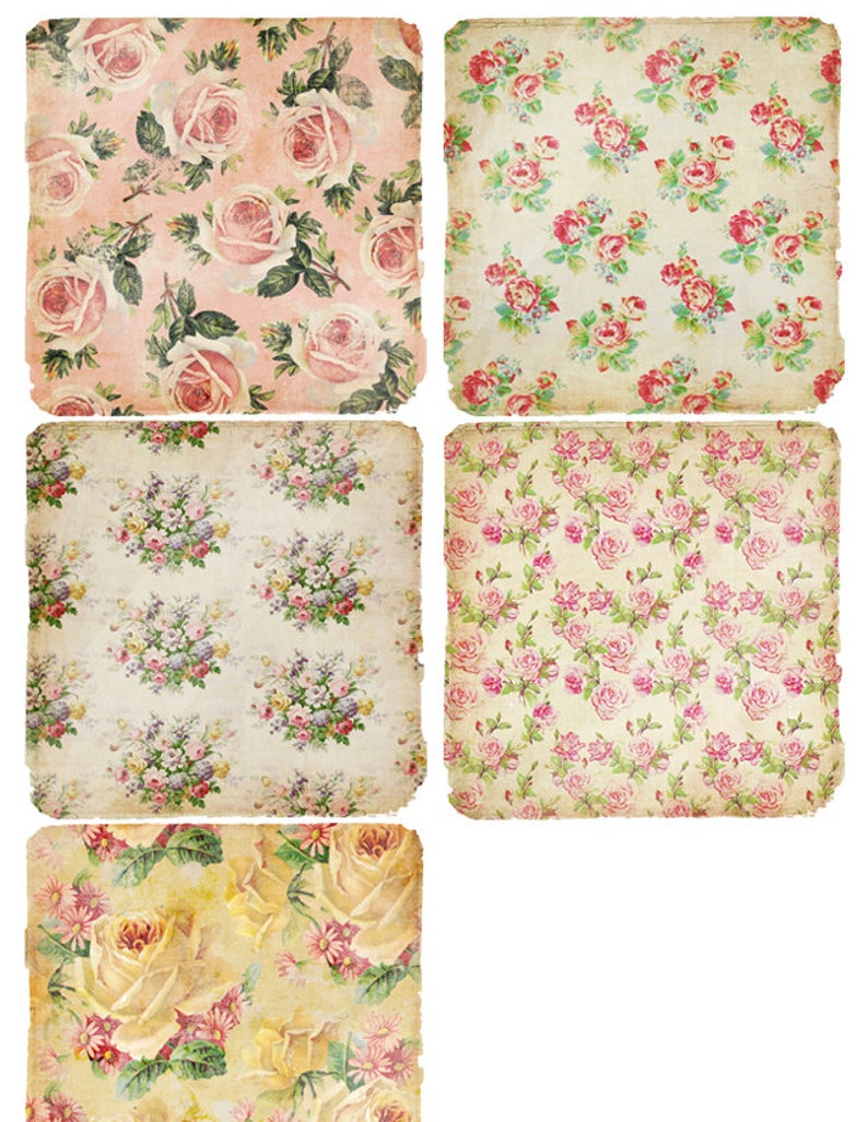Digital Paper Pack Scrapbook Paper Shabby Roses Vintage Textured Aged ...