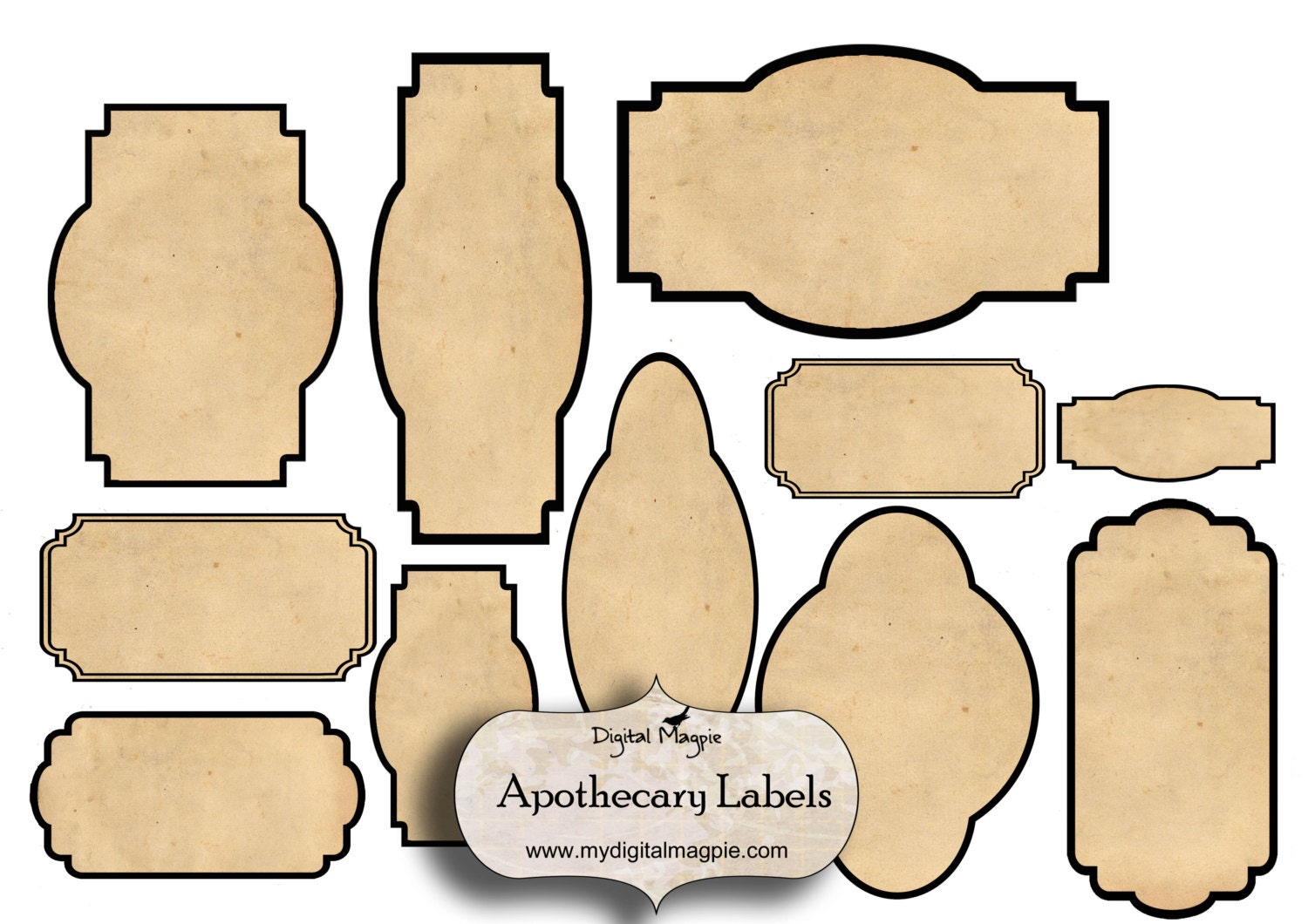 digital collage sheet blank apothecary labels antique shabby grunge vintage labels printable for jars bottles scrapbook ephemera