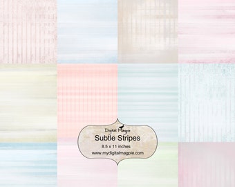 paquete de papel digital scrapbook papel suave pastel 8.5 x 11 collage digital hoja fondo bebé imprimible sutiles rayas azul pálido rosa rosa