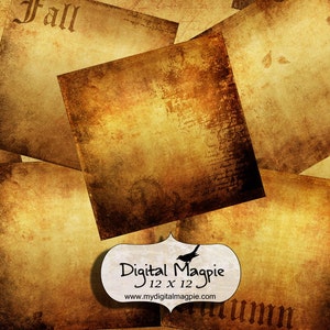 12 x 12 digital scrapbook paper pack Autumn Fall Gold instant download digital printable
