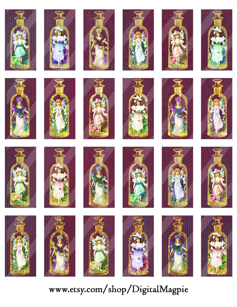 Domino Images Fairies Printable Digital Collage Sheet for Pendants 1 X ...