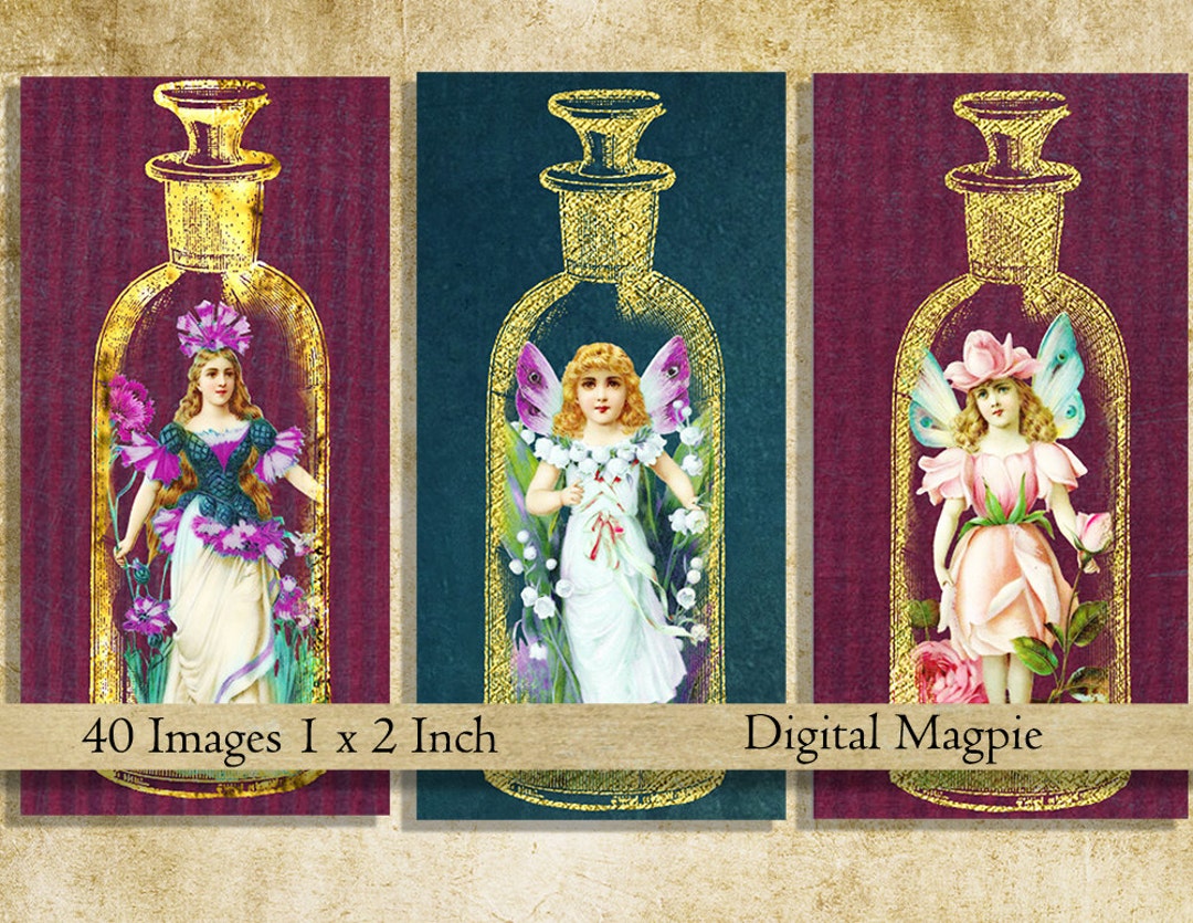 Domino Images Fairies Printable Digital Collage Sheet for Pendants 1 X ...