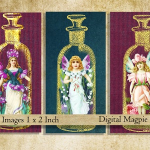 domino images Fairies printable digital collage sheet for pendants 1 x 2 inches instant download
