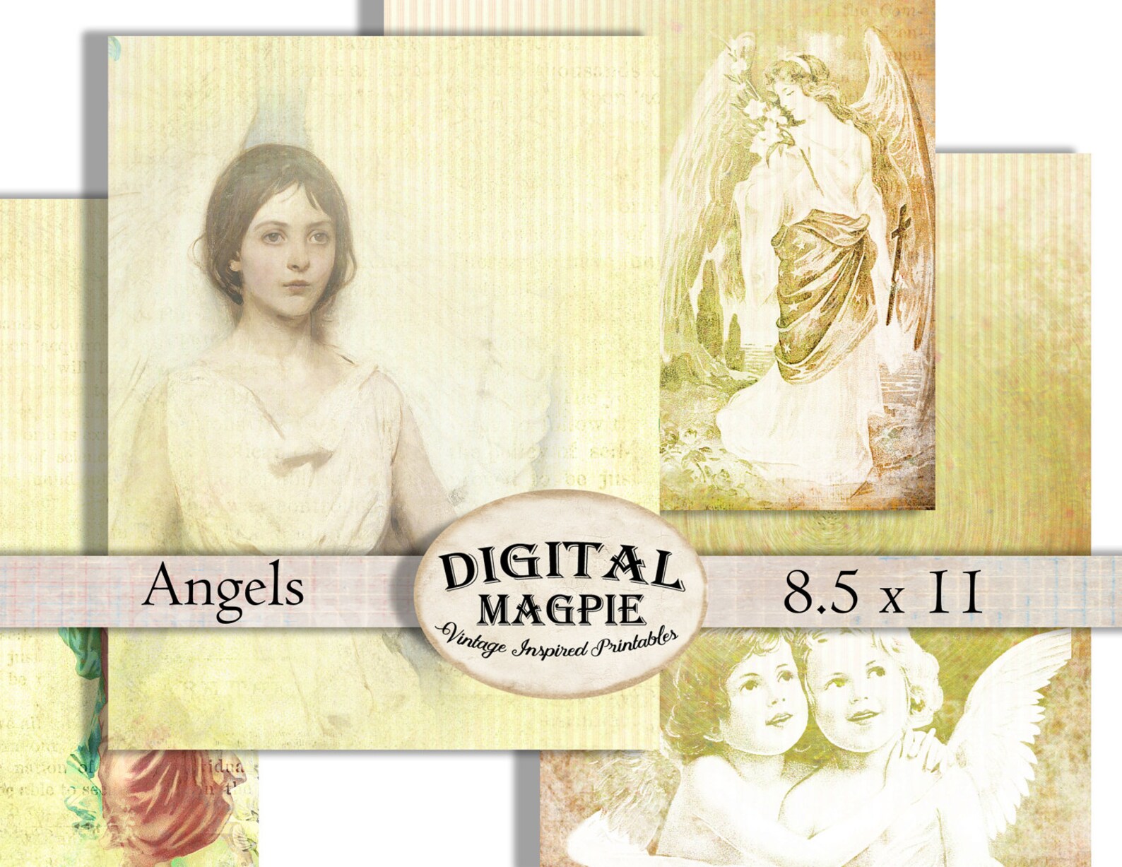 Angels Scrapbook Paper Antique Digital Paper Pack Printable Etsy UK