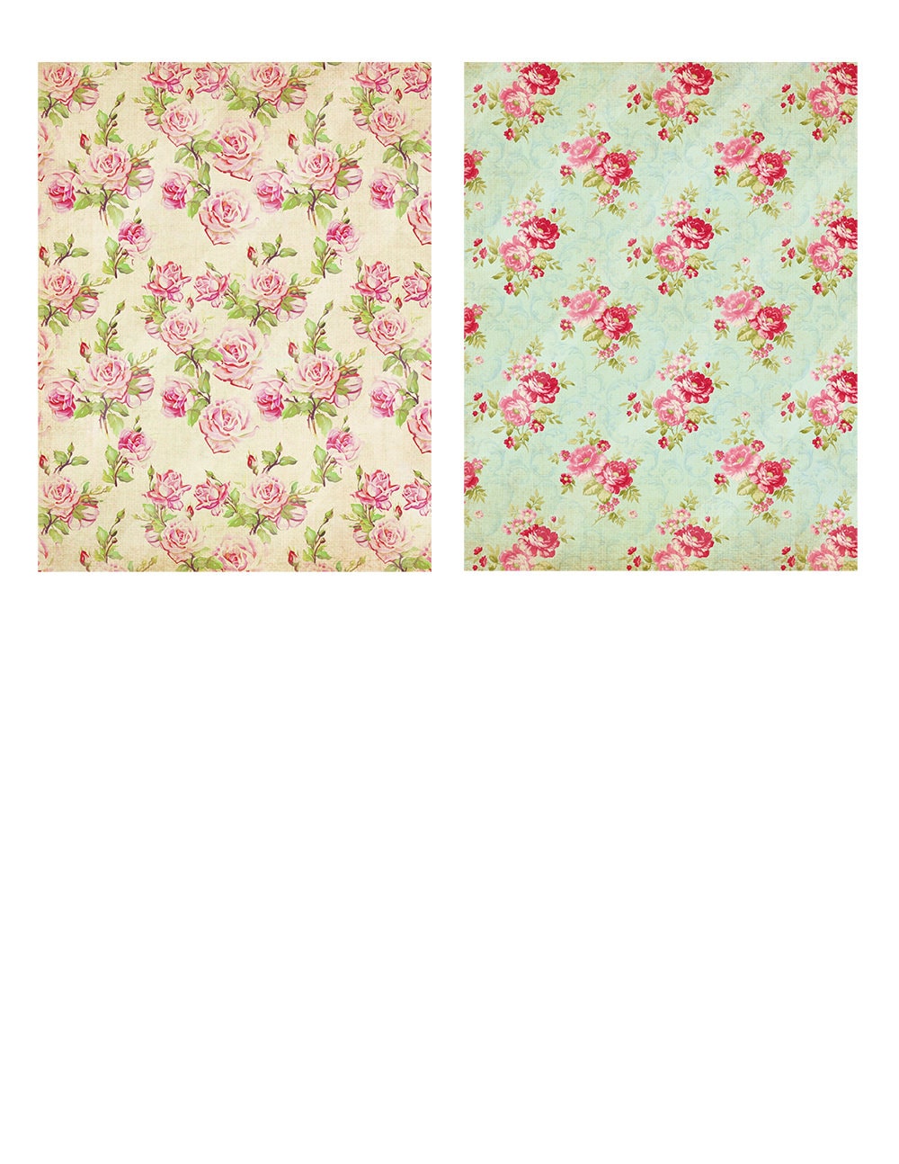 Digital Paper Pack Scrapbook Paper Shabby Roses Vintage - Etsy
