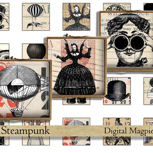 Victorian Steampunk 1x1 digital collage sheet for pendants printable digital download instant download