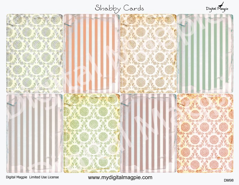 Shabby Cards Digital Printable Collage Sheet Tags Atc Background ...